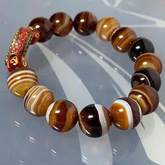 BANDED AGATE STONES NATURAL BRACELET - Picture 2 of 7